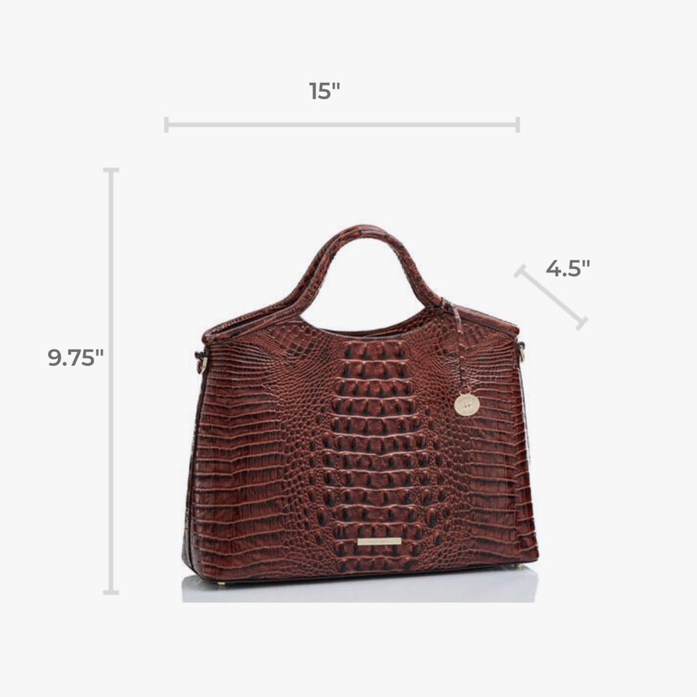 SOLD BRAHMIN LG ELAINE DOME BROWN CROC SATCHEL - Picture 5 of 10